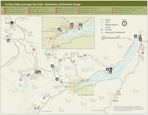 St. Mary Lake at Rising Sun Map